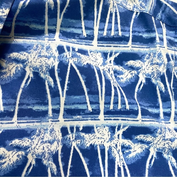 TORI Richard Tropical Palm Tree Short Sleeve Button Down Shirt in Blue Size XL - Picture 6 of 7